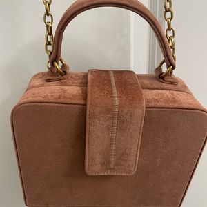 The Love and Lore Velvet Top Handle Box Bag Has a Rose Velvet Finish